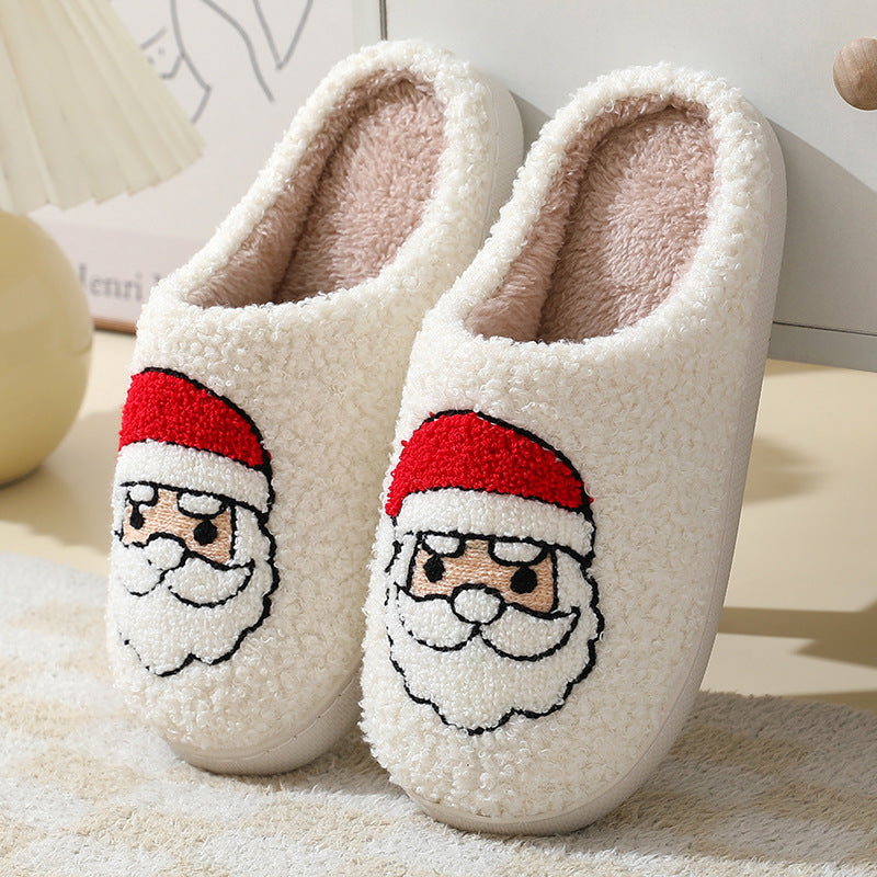 Wholesale Christmas Elk Cute Cartoon Home Non-slip Couple Indoor Plush Cotton Shoes